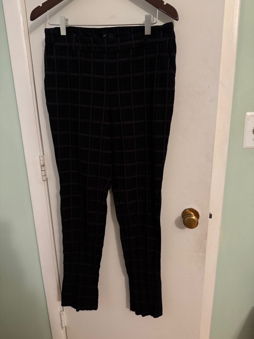 Ankle Crop Black Windowpane Ponte Pants